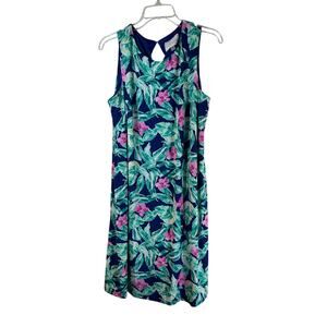 PAPPAGALLO Women’s Blue Tropical Print Swing Dress / Size: 1X